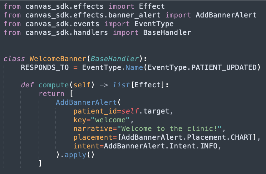 Abridged source code of a base handler implementation.