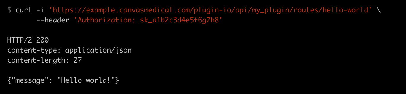 A curl request to a SimpleAPI route and its JSON response.